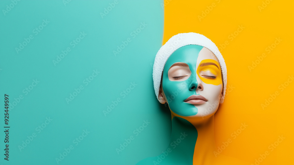 face of a woman with a face mask, spa treatment, beauty care and self-care concept face of a woman with a face mask, spa treatment, beauty care and self-care concept