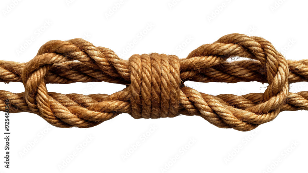 Brown bow made from rope on transparent background Brown bow made from rope on transparent background