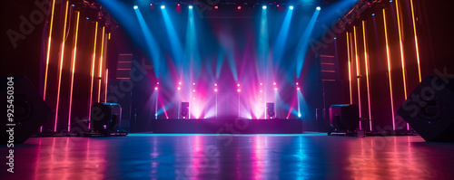  Led screen blue on the concert stage	