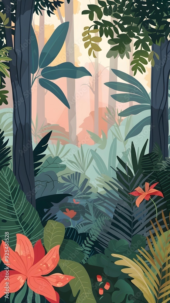 Jungle Green Leaves Tropical Illustration Jungle Green Leaves Tropical Illustration