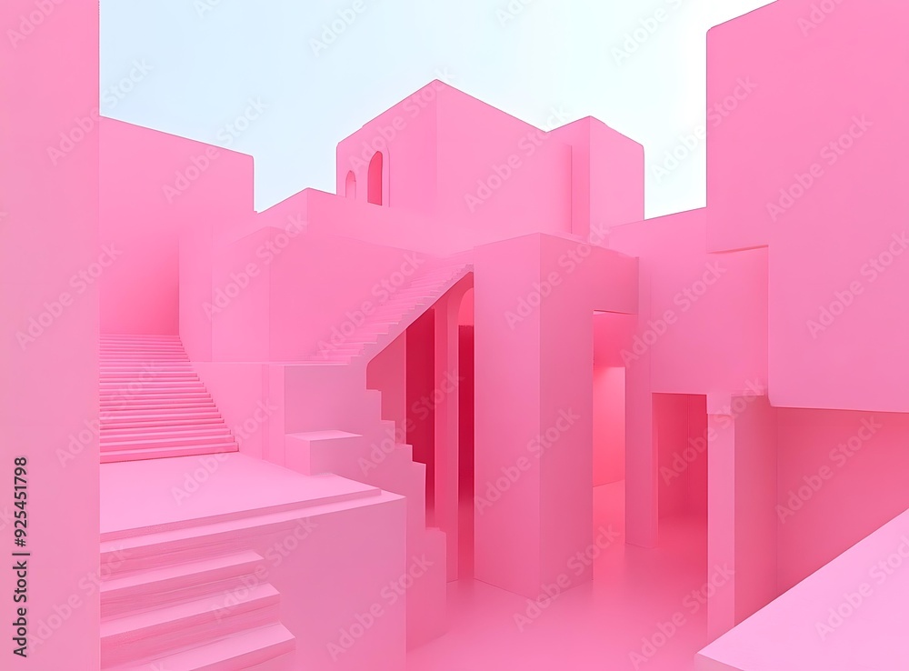 Abstract Minimalist Pink Architecture