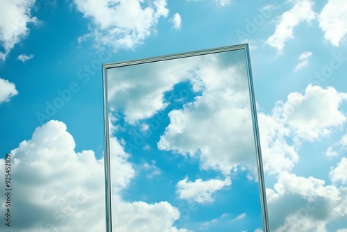 Mirror Reflecting the Sky with Clouds