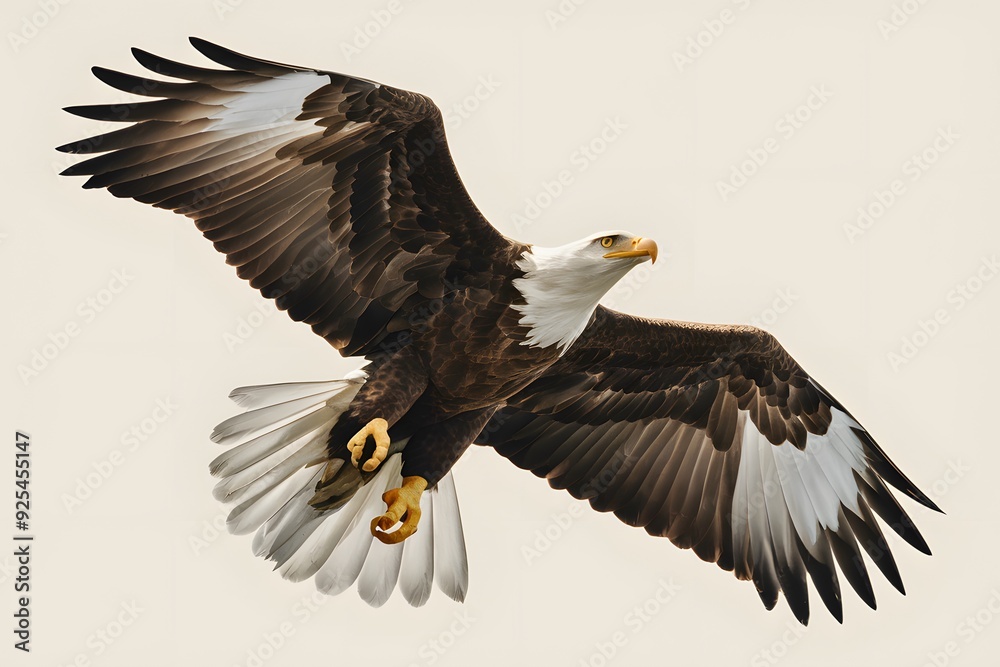 Obraz premium Philippine Eagle Flying on White Background, Realistic Photo, Pattern Background, Wallpaper, Cover and Screen for Smartphone, Cell Phone, Computer, Laptop