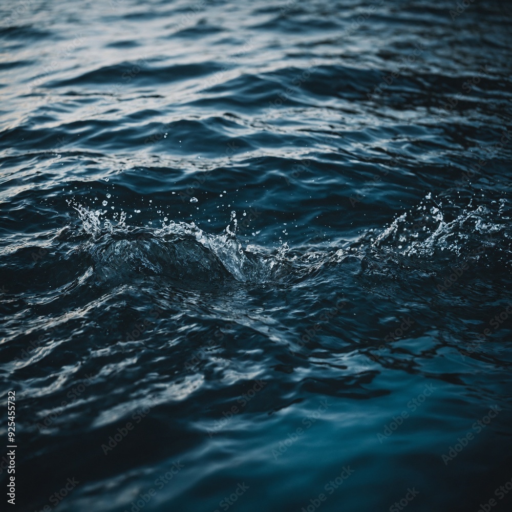 Naklejka premium Gentle ripples on a serene lake with the silhouette of distant hills and vibrant wildflowers along the shore