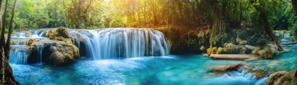 Fototapeta premium Serene Forest Waterfall