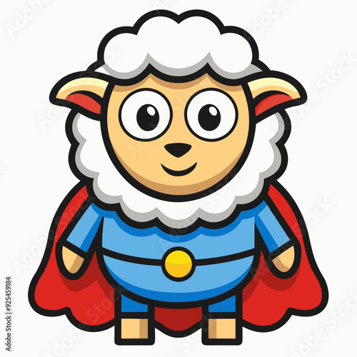 Animal Holiday Icon Cute Sheep Superhero Cartoon Vector