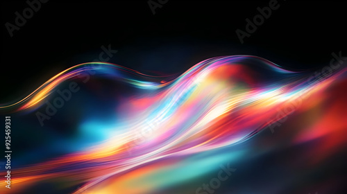 Abstract colorful wave glowing in the dark.