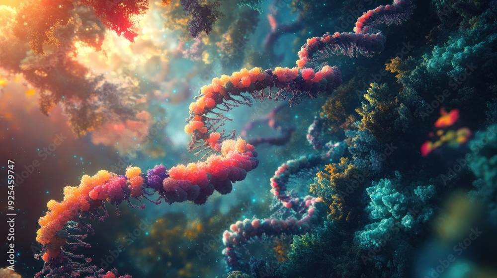 Naklejka premium DNA double helix, life in an abstract perspective