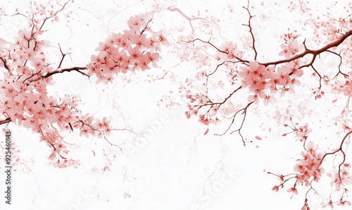 A painting of a cherry blossom tree with pink flowers