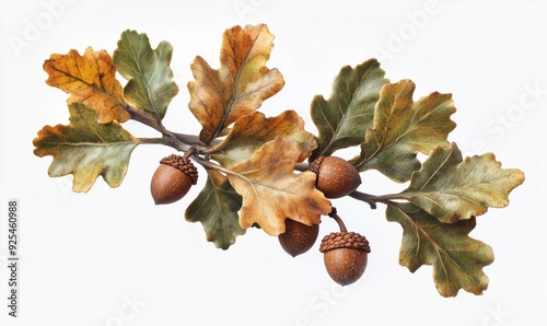 A branch with acorns and leaves