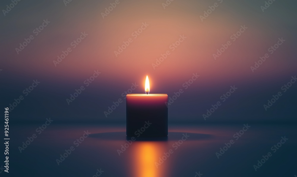 Fototapeta premium A candle is lit in a dark room