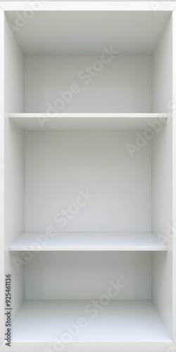 Empty White Shelf Unit With Three Shelves