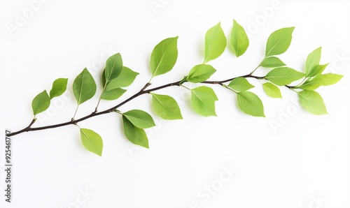 A green leafy branch with a few leaves on it photo