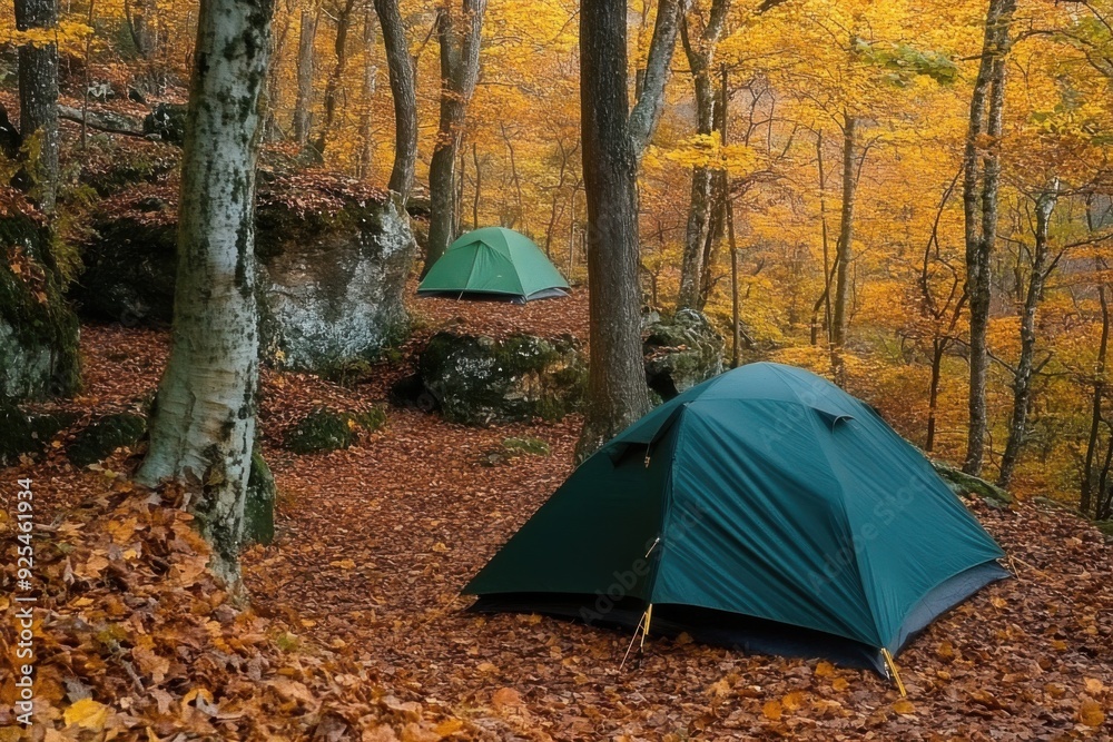 Fototapeta premium Autumn Forest Camping