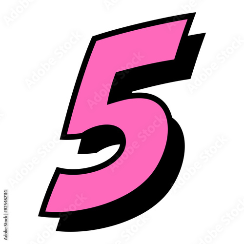 5 number 3d style colorful modern typography