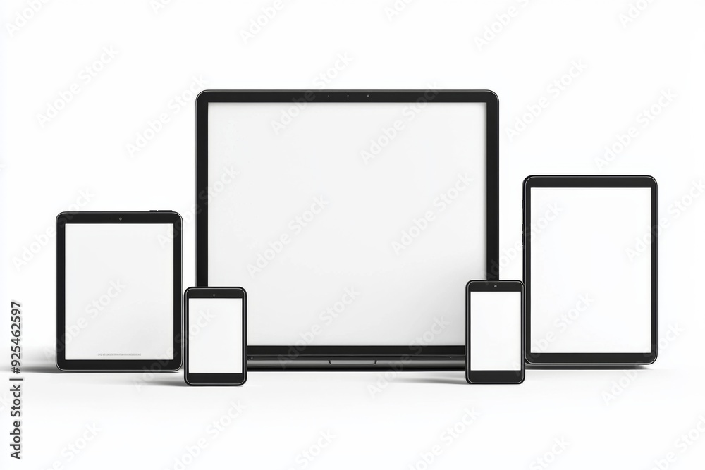 Multiple responsive screen and mobile devices mockup created with Generative AI Multiple responsive screen and mobile devices mockup created with Generative AI
