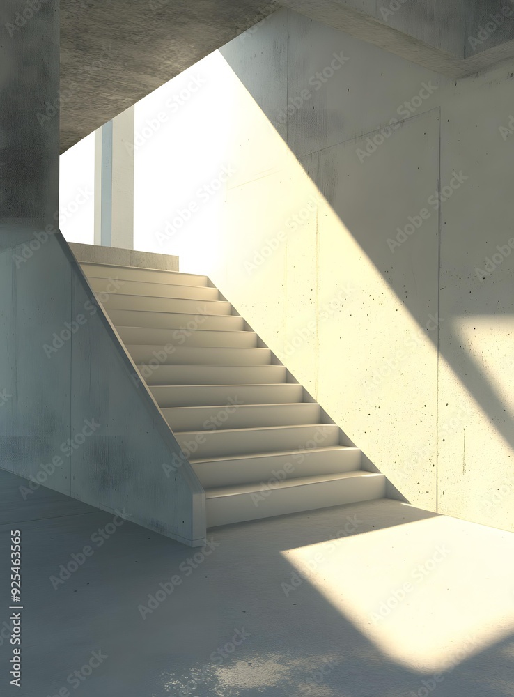 Obraz premium Modern Concrete Staircase with Light