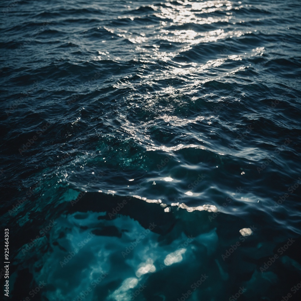Fototapeta premium Gentle waves lapping against a sandy beach, with a warm sunset casting a golden glow over the water