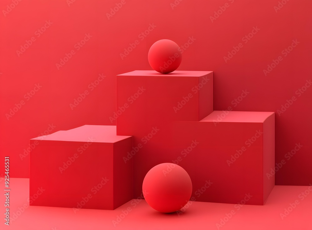 Red Minimalist Geometric Shapes Abstract Background Red Minimalist Geometric Shapes Abstract Background