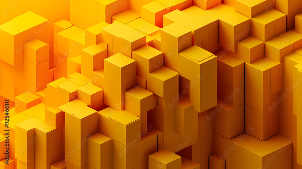 Abstract composition of yellow geometric shapes creating a vibrant 3D effect. Abstract composition of yellow geometric shapes creating a vibrant 3D effect.