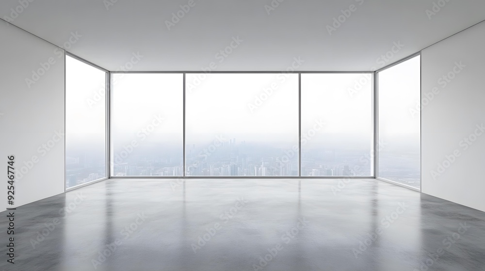 Empty Modern Office Interior With City Skyline View Empty Modern Office Interior With City Skyline View