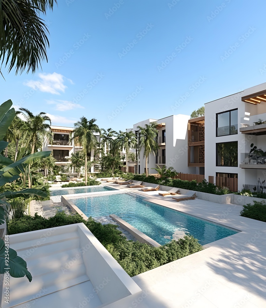 Fototapeta premium Modern Tropical Resort Architecture with Pool