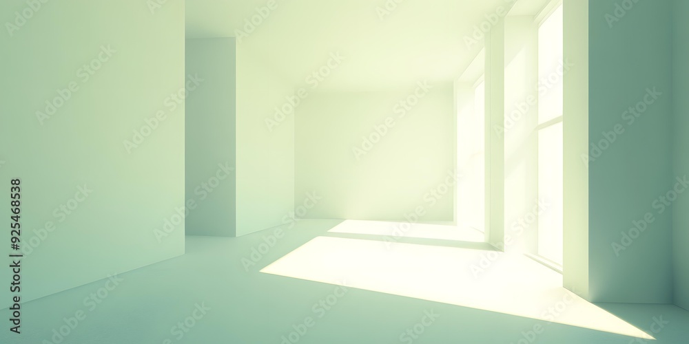 Fototapeta premium Empty Room With Windows And Sunlight