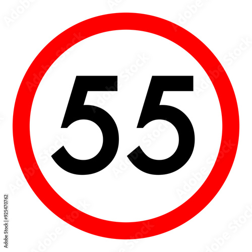 Speed limit 55 round road traffic icon