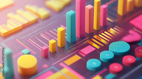 Financial data analysis, 3D illustration