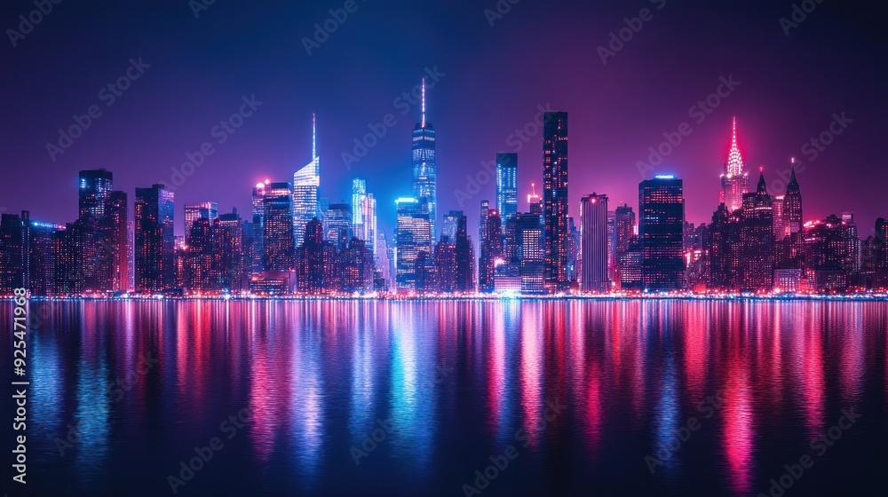 Fototapeta premium Nighttime Skyline of New York City