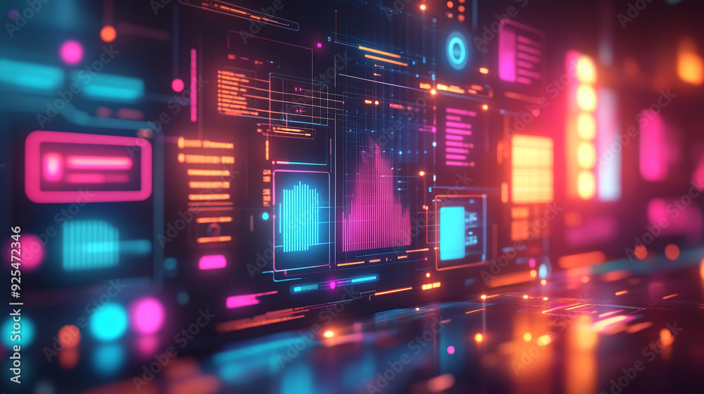 Modern and Colorful User Interface Illustration with Copy Space, 16:9 Aspect Ratio Modern and Colorful User Interface Illustration with Copy Space, 16:9 Aspect Ratio