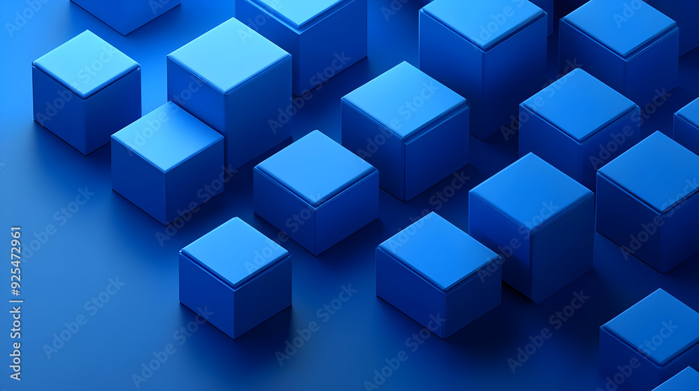 Abstract geometric pattern of blue cubes on a blue background. Abstract geometric pattern of blue cubes on a blue background.