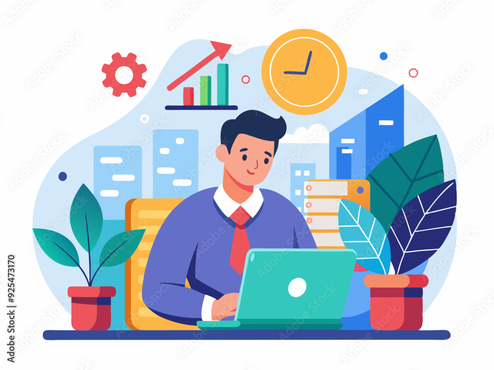 Business And Finance Illustration, Characters teamwork, leader manage finances. Business And Finance Illustration, Characters teamwork, leader manage finances.