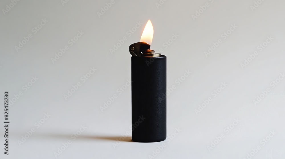 A black metal gas lighter, displayed against a white background A black metal gas lighter, displayed against a white background