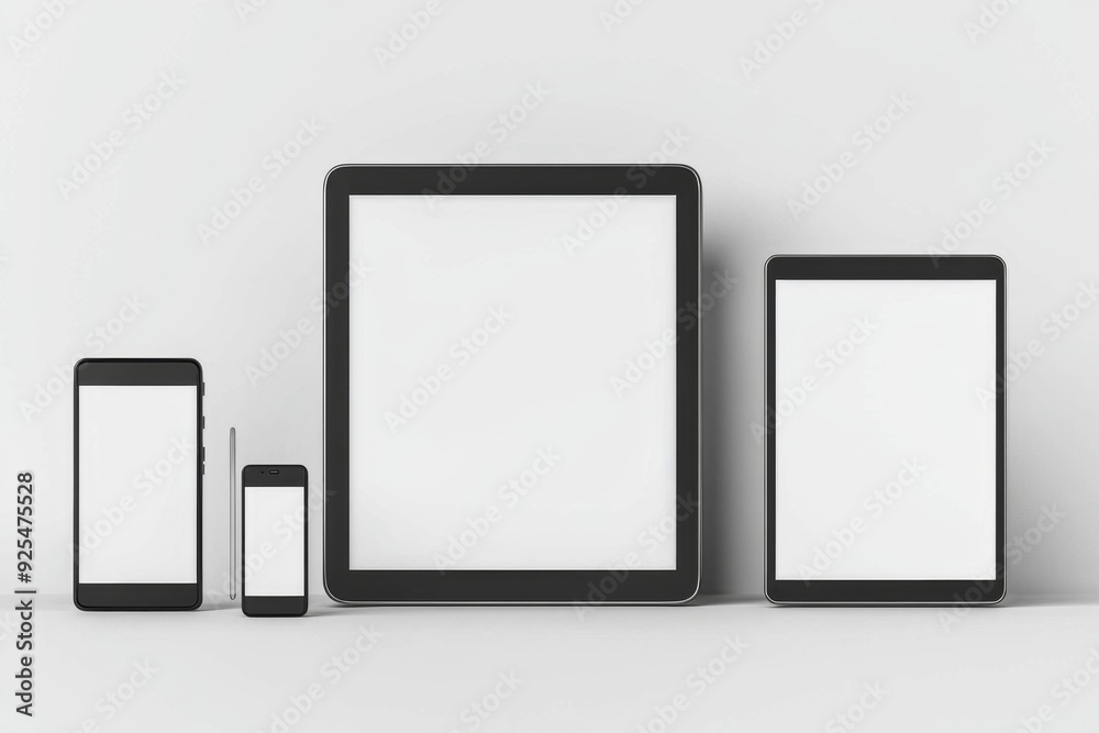 Multiple responsive screen and mobile devices mockup created with Generative AI Multiple responsive screen and mobile devices mockup created with Generative AI
