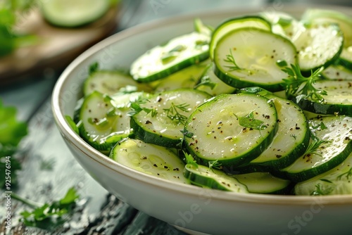 Delicious fresh cucumber salad with herbs, perfect for hot summer days or a light side dish.
