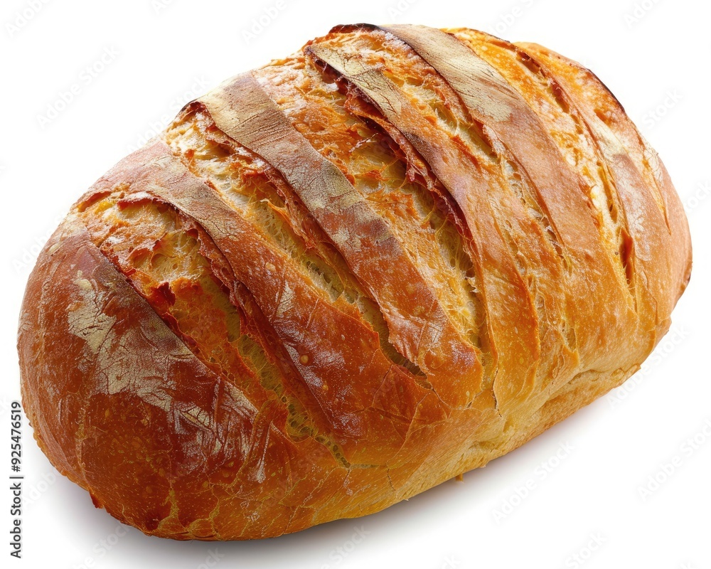 Freshly baked golden loaf of bread with crispy crust and soft interior releasing a delicious scent of nourishment Freshly baked golden loaf of bread with crispy crust and soft interior releasing a delicious scent of nourishment