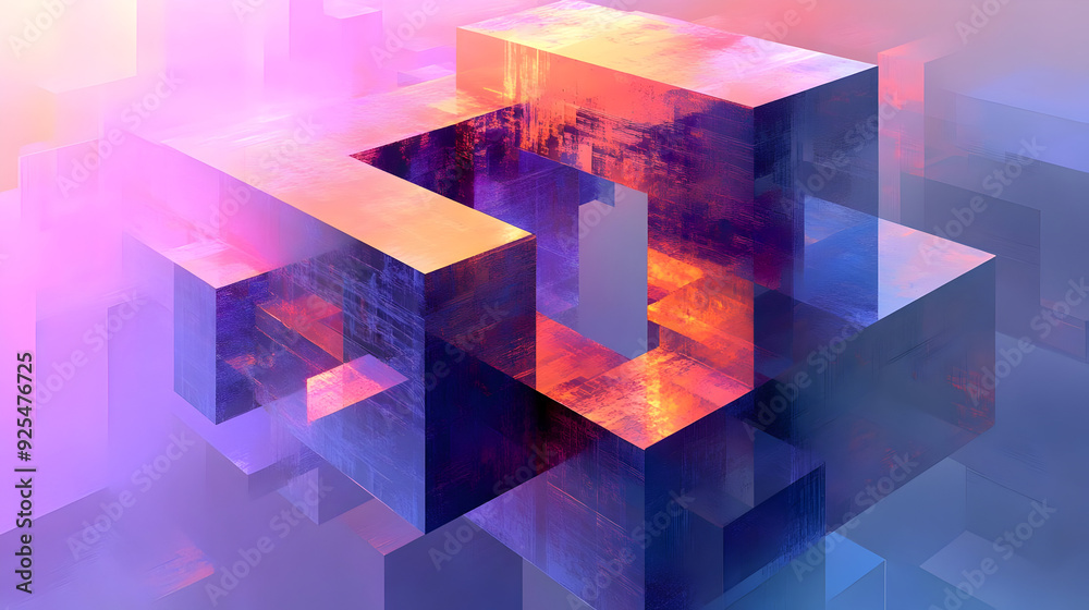 Abstract geometric shapes with vibrant colors and a futuristic design. Abstract geometric shapes with vibrant colors and a futuristic design.
