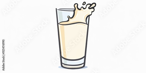 A cartoon of a milkshake with foamy milk in a glass. A fun, casual drink concept. photo