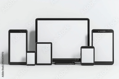 Multiple responsive screen and mobile devices mockup created with Generative AI