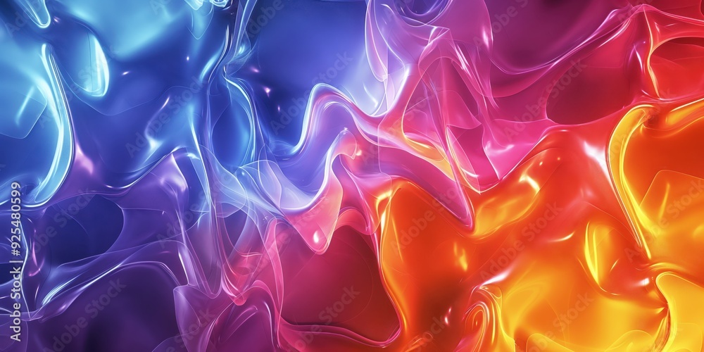 Obraz premium Vibrant Abstract Waves in Orange and Turquoise created by ai