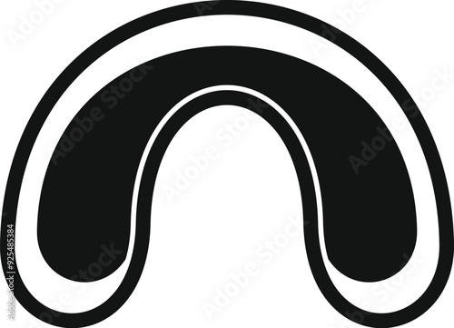 Black and white icon of a boxing mouth guard protecting teeth
