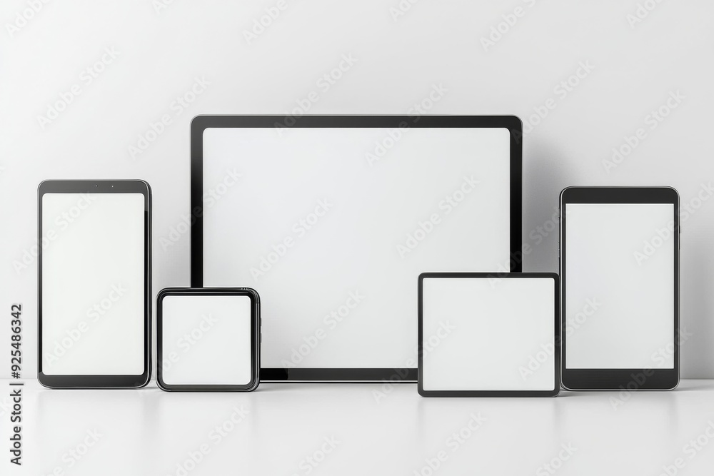Multiple responsive screen and mobile devices mockup created with Generative AI Multiple responsive screen and mobile devices mockup created with Generative AI