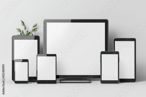 Multiple responsive screen and mobile devices mockup created with Generative AI