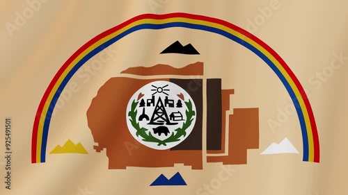 Navajo Nation Waving Flag. Realistic Flag Animation. Seamless Loop Background.	
