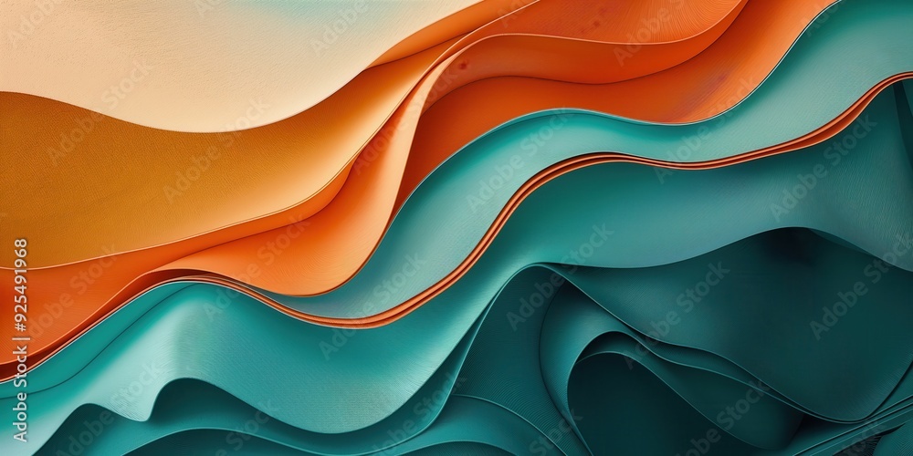 Vibrant Abstract Waves in Orange and Turquoise created by ai Vibrant Abstract Waves in Orange and Turquoise created by ai