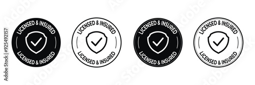 Set of Licensed and insured icon vector illustration.