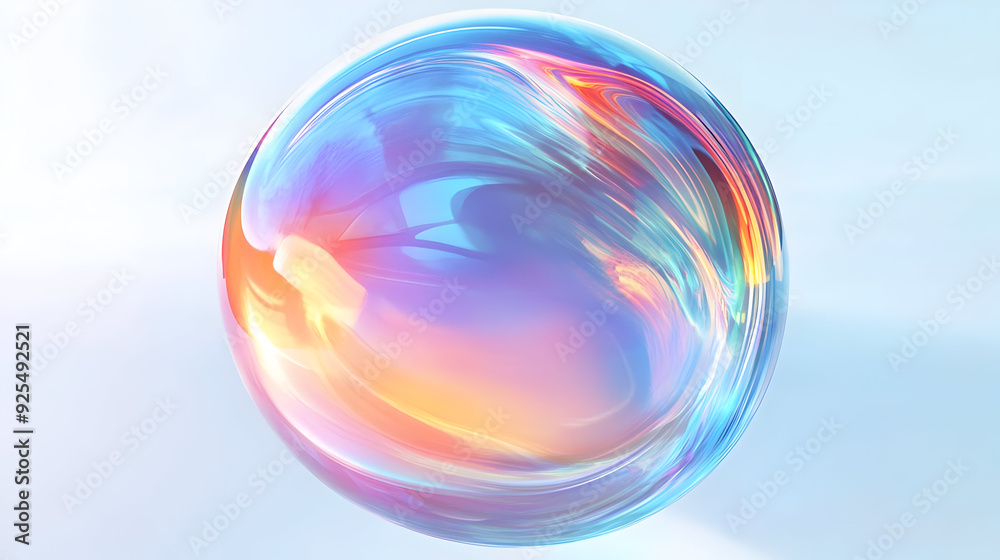 Abstract iridescent sphere on a blue background. Abstract iridescent sphere on a blue background.