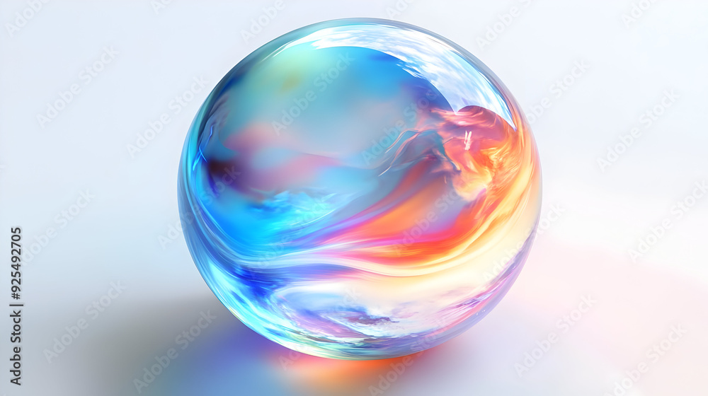 Abstract iridescent sphere with colorful swirls inside. Abstract iridescent sphere with colorful swirls inside.