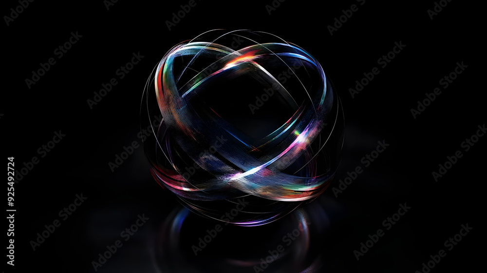 Abstract iridescent sphere with glowing lines. Abstract iridescent sphere with glowing lines.